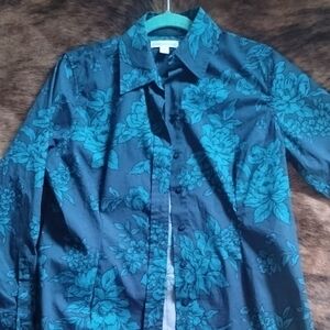 Coldwater Creek Teal Floral Men's Shirt